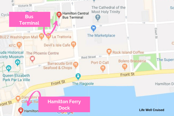 map haHamilton ferry to bus terminal