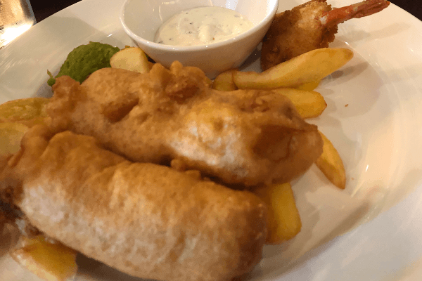 british pub lunch fish and chips