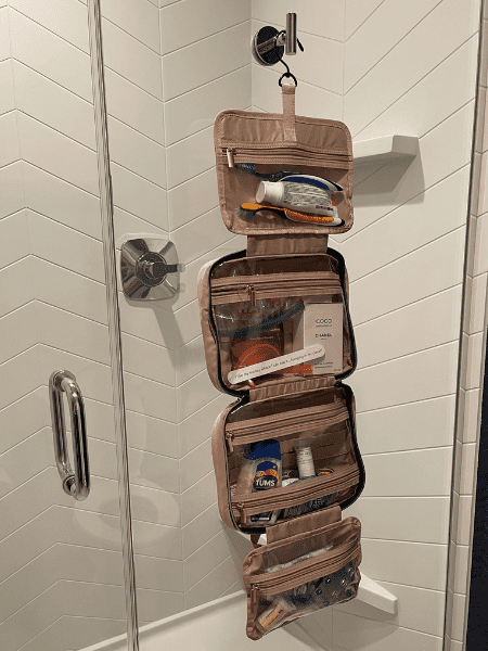 Hanging toiletry bag