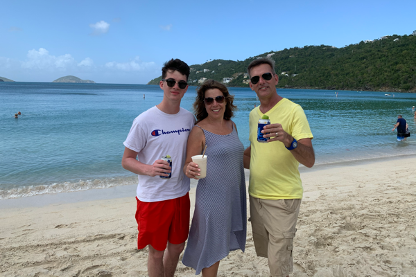 Life Well Cruised family at Magen's Bay Beach St. Thomas 