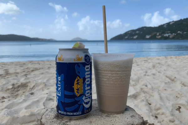 Magen's Bay drinks on the beach