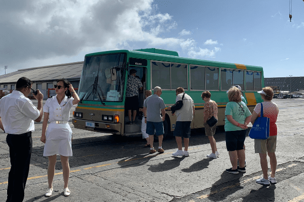 tour bus at Barbados cruise port