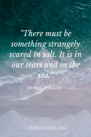 There must be something strangely scared in salt. It is in our tears and in the sea. PIN