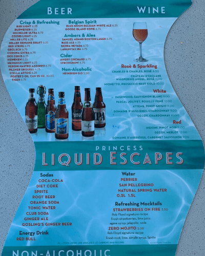 Princess Cruises Drink Packages (with bar menus and drink photos ...