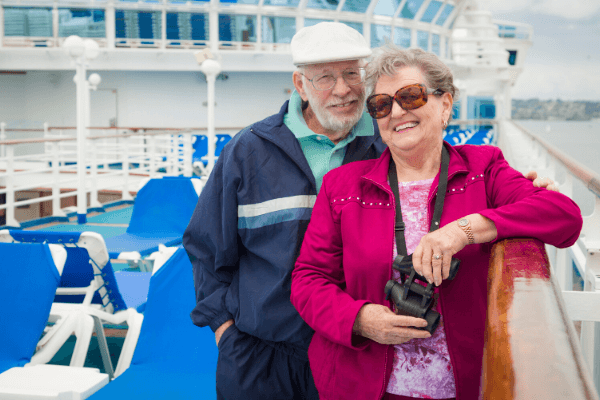 Cruise lines remove travel restrictions age 70 and older - Senior couple cruising