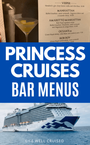 Princess Cruises Bar Menus