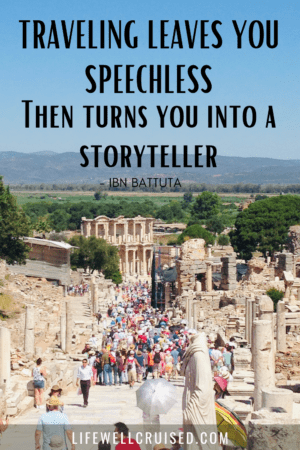 cruise travel quote - traveling leaves you speechless then turns you into a storyteller