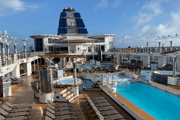 cruise ship deck on cruise port day 