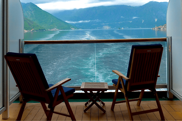 Cruise ship aft balcony view