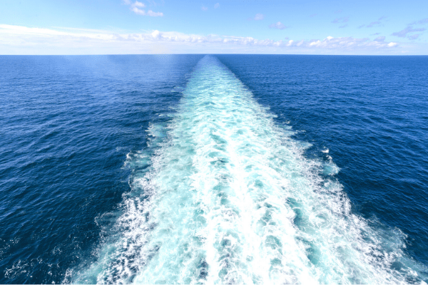 Cruise ship aft balcony view