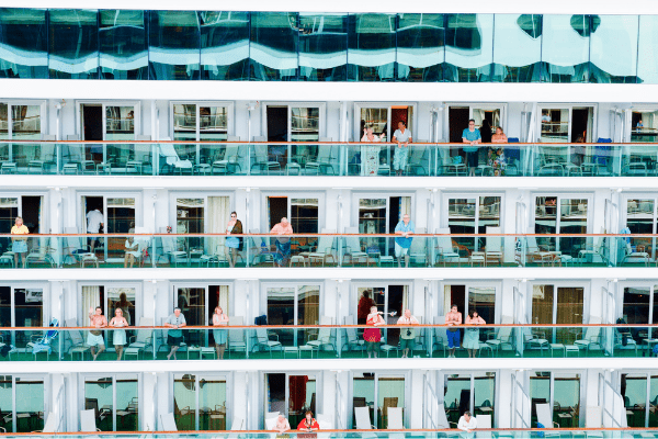 Cruise ship balconies mid-ship