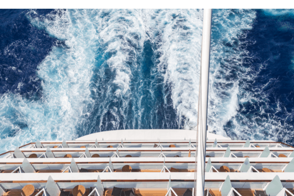 Cruise ship stern and aft cabins