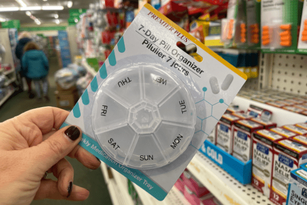 Dollar store pill organizer