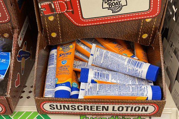 Dollar store sunscreen travel size