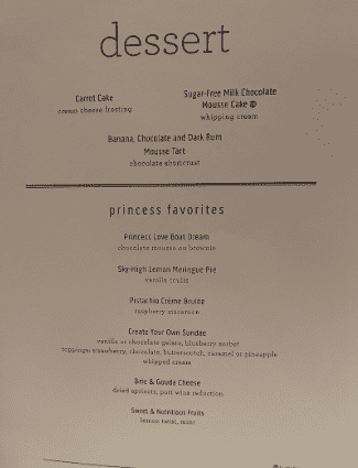 Princess Dining Room Menu Princess dinner dessert night 6