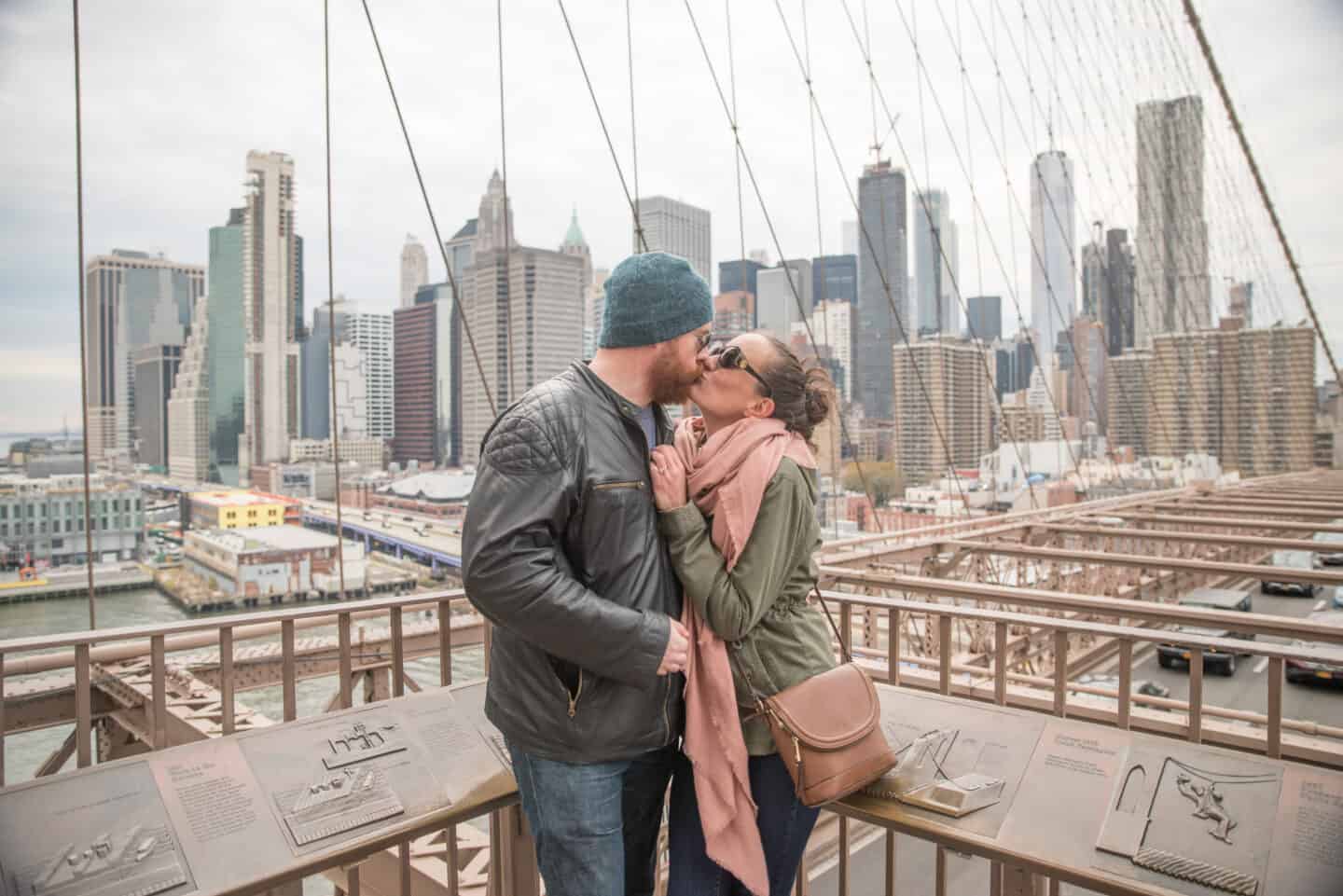 New York City photo Couple on Brooklyn Bridge