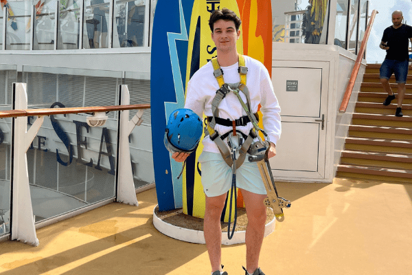 Daytime wear for guys Oasis of the Seas Zipline Ethan Schattauer