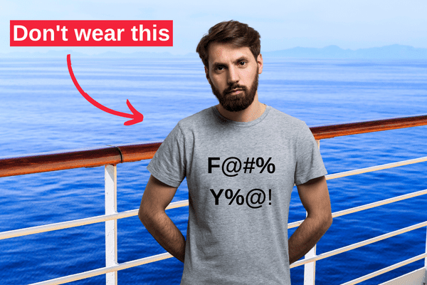 offensive shirt on guy on a cruise