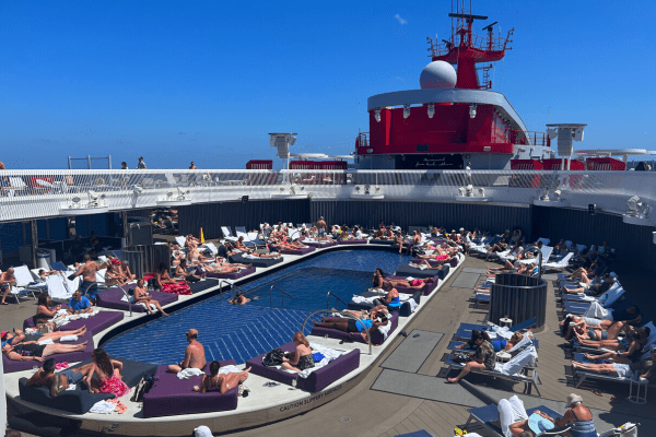 Virgin Voyages pool on cruise