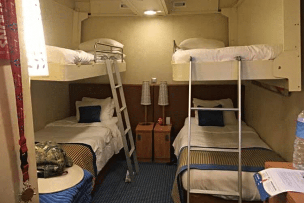 inside cabin with pullman beds for 4 passengers